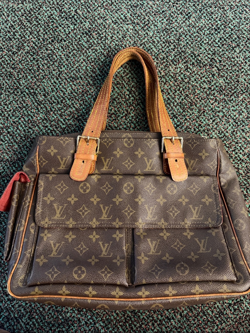 Louis Vuitton Monogram Canvas Tote with Natural Leather Trim